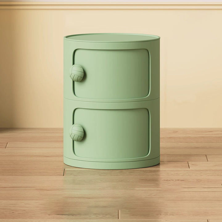 Modern Minimalist Dopamine Detachable Round Plastic Nightstand 1/2/3/4-Cabinet For Bedroom