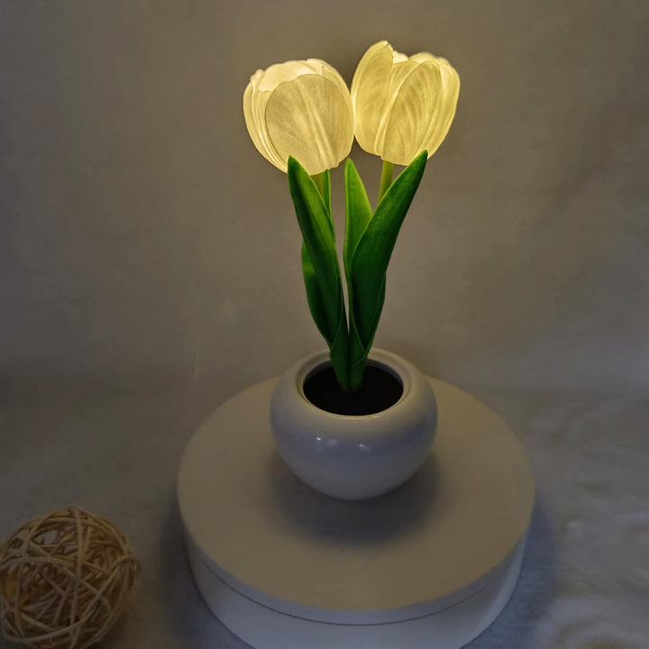 Cloth &amp; Ceramic Night Light, Floral Creative Design for Bedside | Havora Lighting