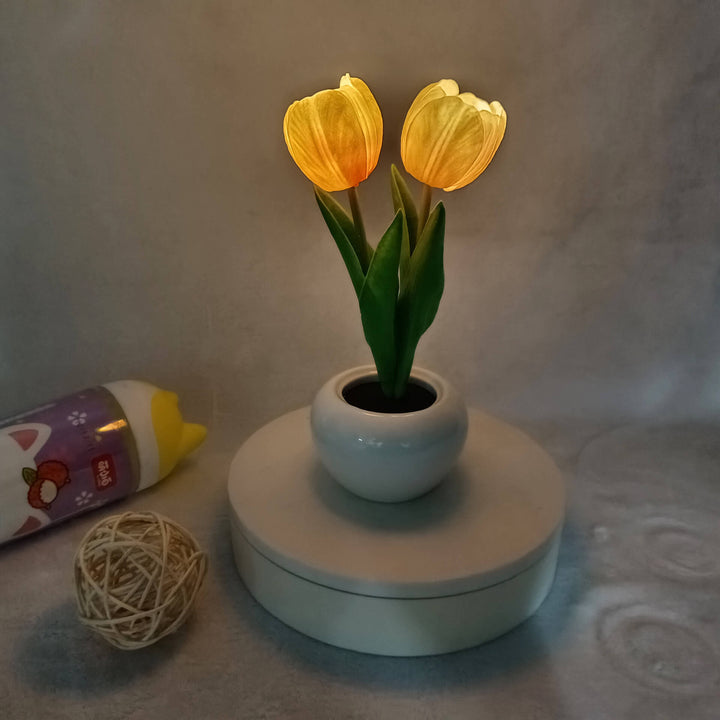 Cloth &amp; Ceramic Night Light, Floral Creative Design for Bedside | Havora Lighting