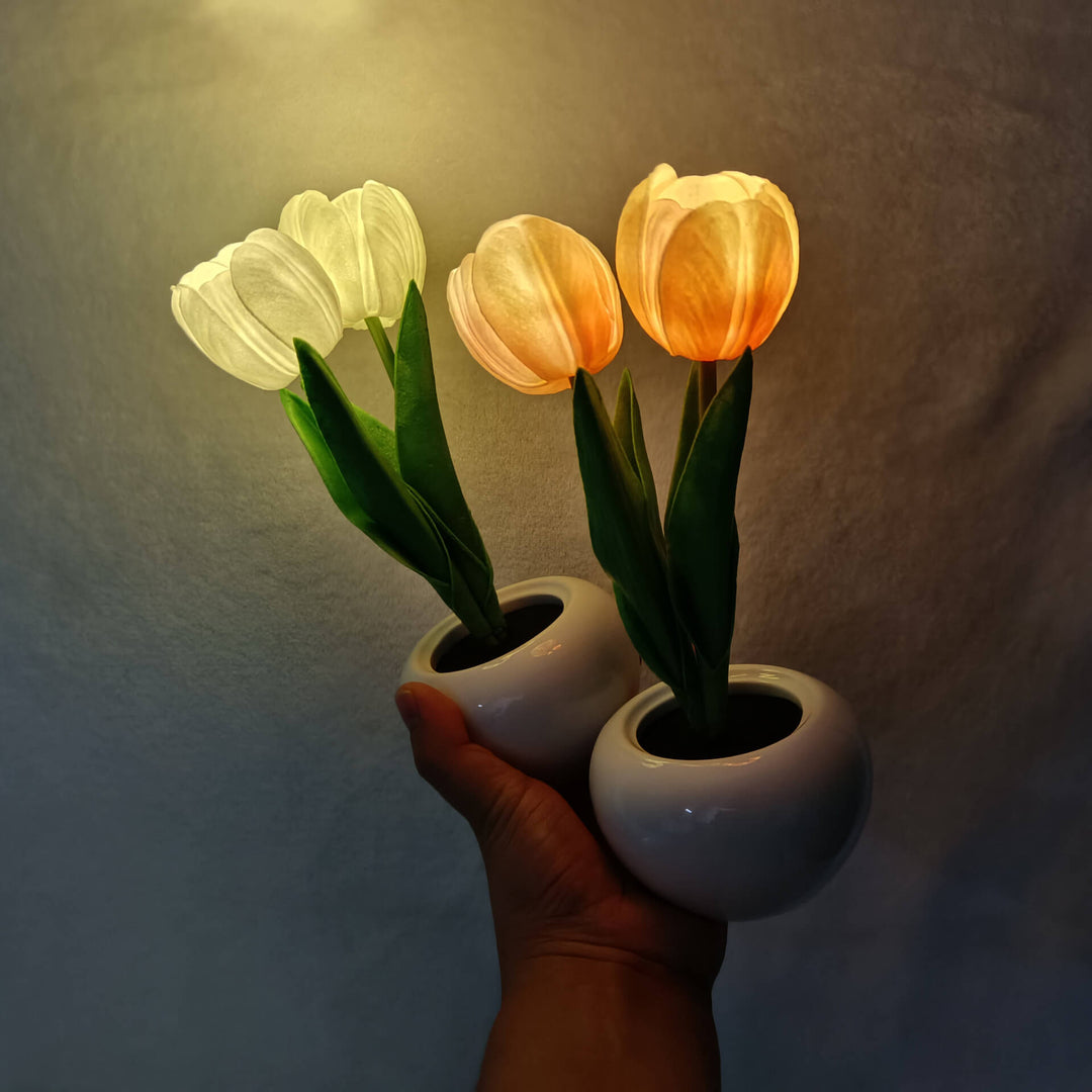 Cloth &amp; Ceramic Night Light, Floral Creative Design for Bedside | Havora Lighting