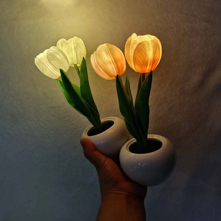 Cloth &amp; Ceramic Night Light, Floral Creative Design for Bedside | Havora Lighting