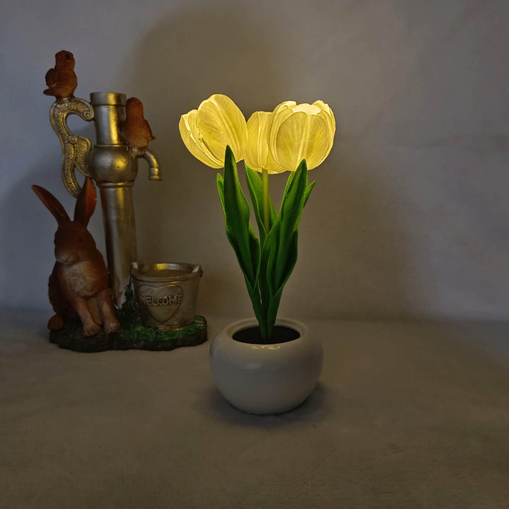 Cloth &amp; Ceramic Night Light, Floral Creative Design for Bedside | Havora Lighting