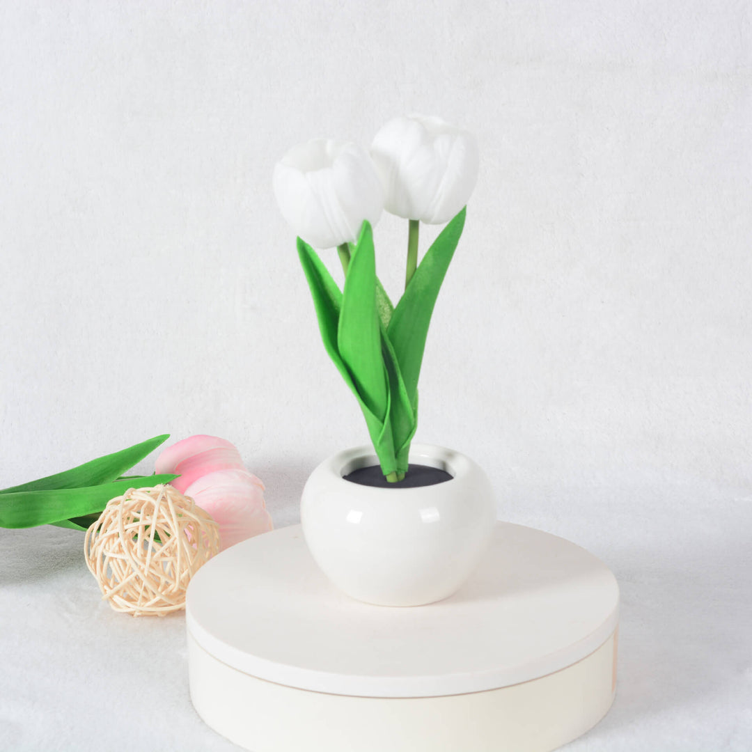Cloth &amp; Ceramic Night Light, Floral Creative Design for Bedside | Havora Lighting