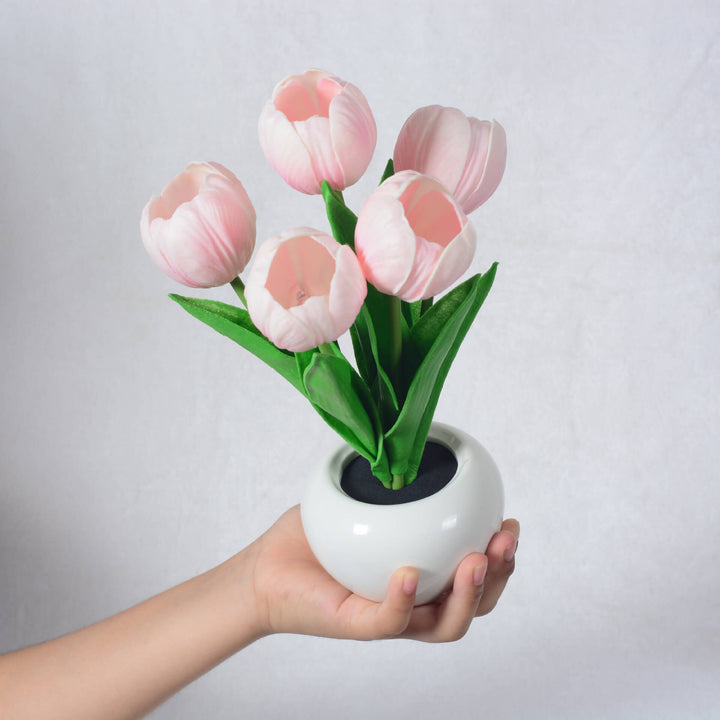 Cloth &amp; Ceramic Night Light, Floral Creative Design for Bedside | Havora Lighting