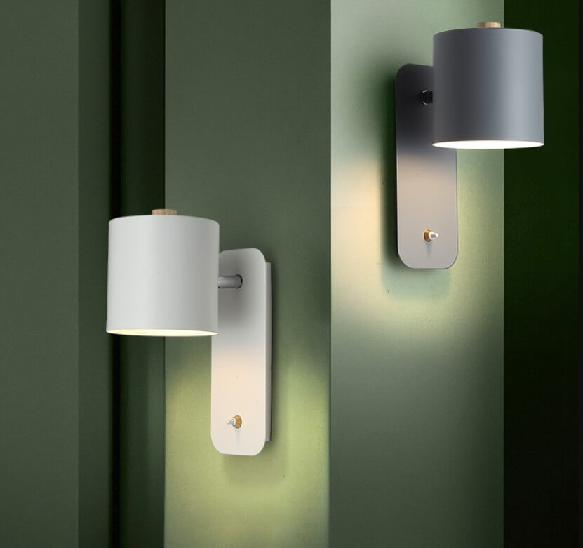 Nordic Macaron Cylinder Shape Rotatable 1-Light Wall Sconce Lamps