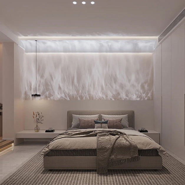 Modern LED Wall Wash Light Flowing Water Ripple – 3D Aurora Visual for Bedroom or Lounge