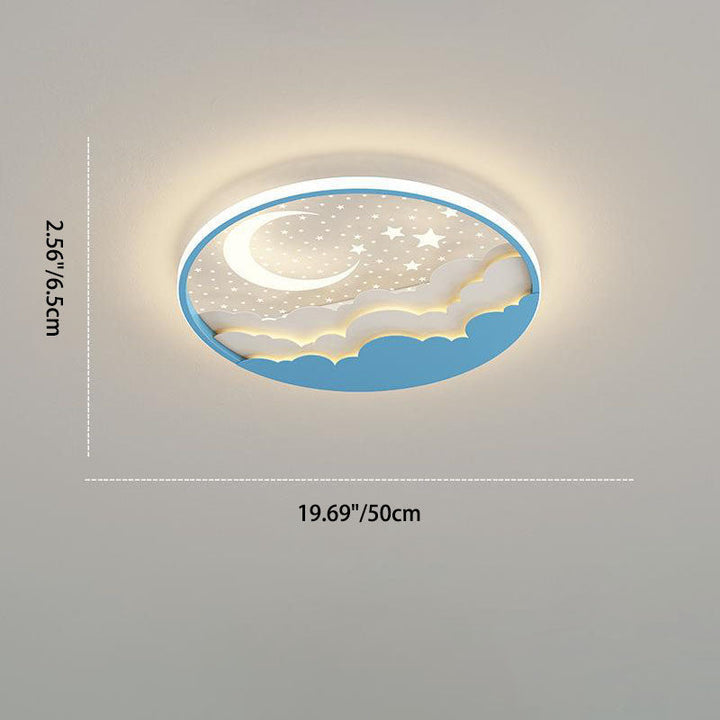 Contemporary Creative Cartoon Stars Moon Acrylic LED Kids Flush Mount Ceiling Light For Living Room