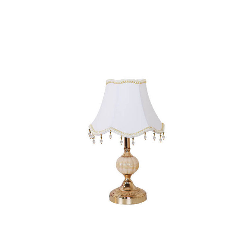 European Vintage Floral Table Lamp in Fabric, Glass &amp; Hardware — Bedroom Lighting | Havora