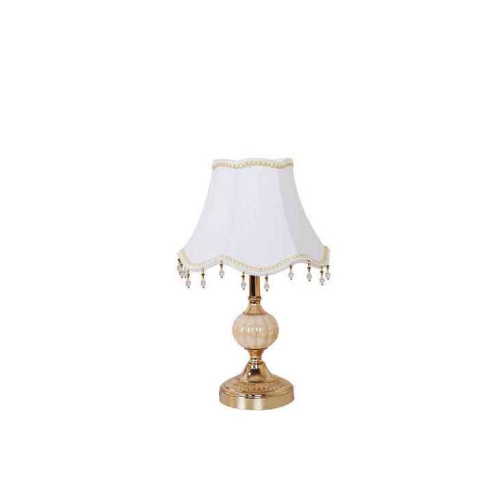 European Vintage Floral Table Lamp in Fabric, Glass &amp; Hardware — Bedroom Lighting | Havora