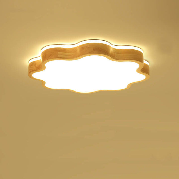 Nordic Flower Shape Wooden LED Flush Mount Ceiling Light