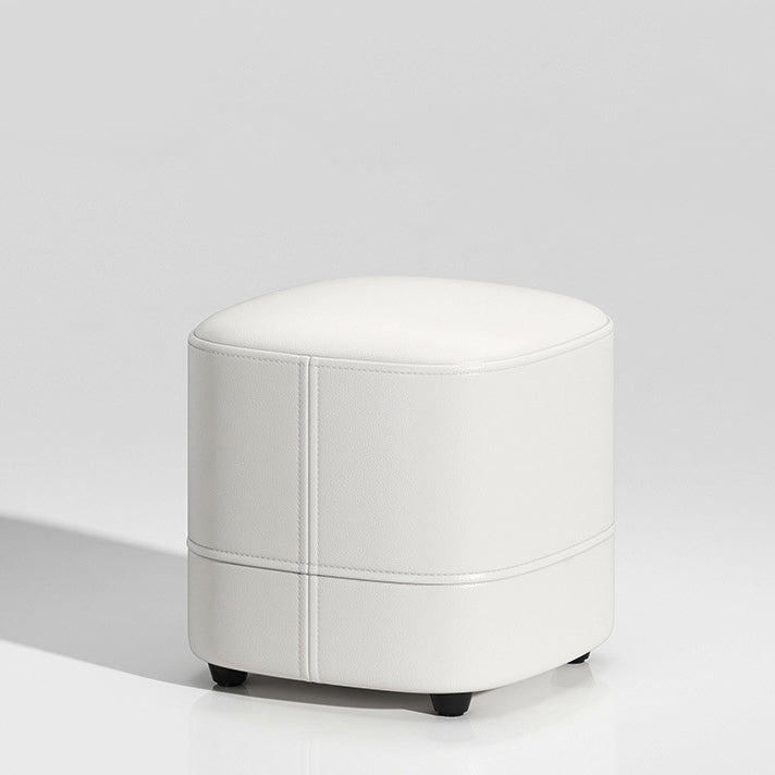 Modern Minimalist Square Faux Leather Solid Wood Vanity Stool For Bedroom
