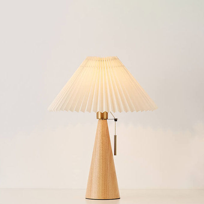 Wood &amp; Fabric Table Lamp, Japanese Vintage Design for Bedroom | Havora Lighting