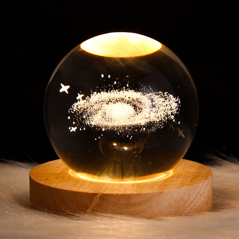 Creative Star System Crystal &amp; Wood Night Light for Kids Bedroom | Havora Designer Lighting