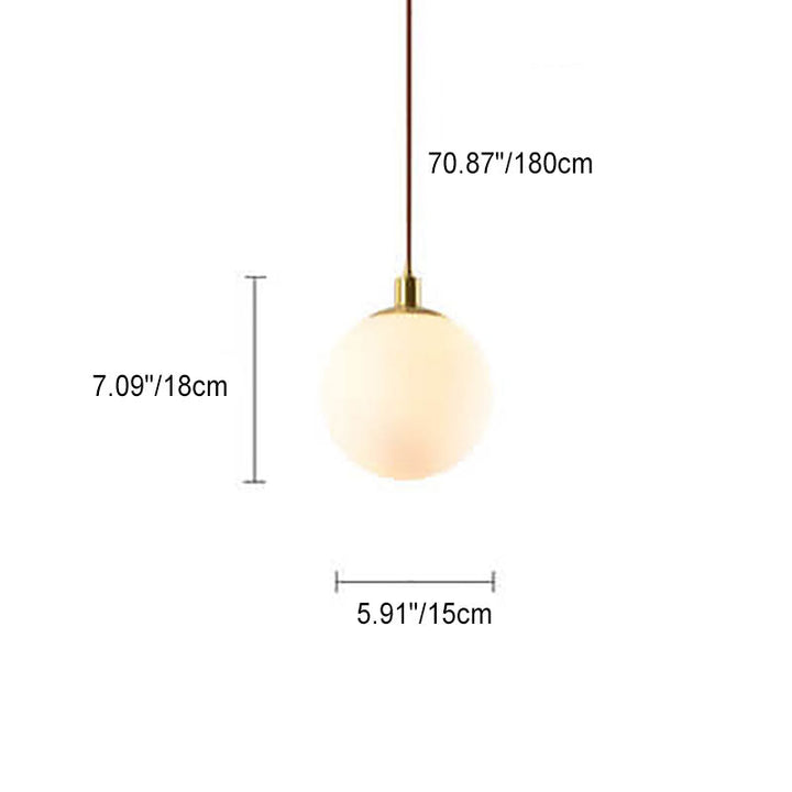 Contemporary Nordic Minimalist White Orb 1-Light Pendant Light For Bedroom