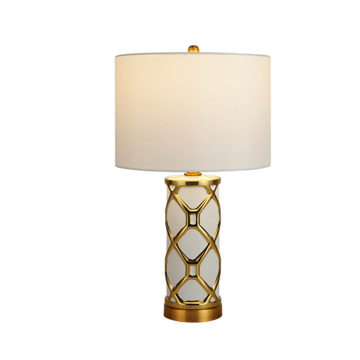 Modern Luxury Ceramic Fabric Round 1-Light Table Lamp for Bedroom