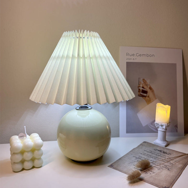 Ceramic &amp; Fabric Table Lamp, Modern Minimalist Design for Bedroom | Havora Lighting