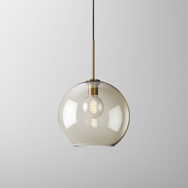 Contemporary Nordic Iron Glass Round Geometric Jar 1-Light Pendant Light For Living Room &amp; Bedroom