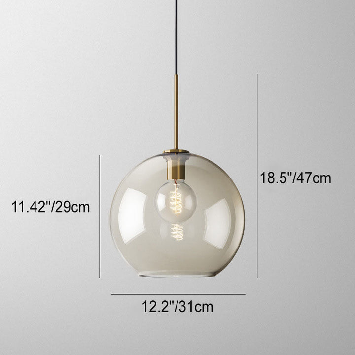 Contemporary Nordic Iron Glass Round Geometric Jar 1-Light Pendant Light For Living Room &amp; Bedroom