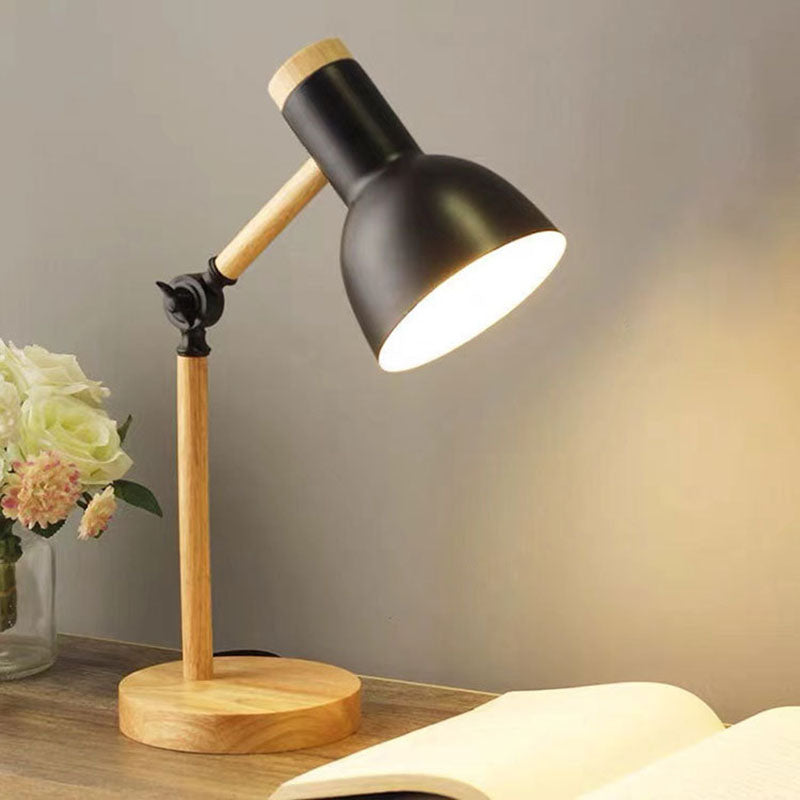 Contemporary Nordic Iron &amp; Wood Table Lamp for Study | Havora Designer Lighting
