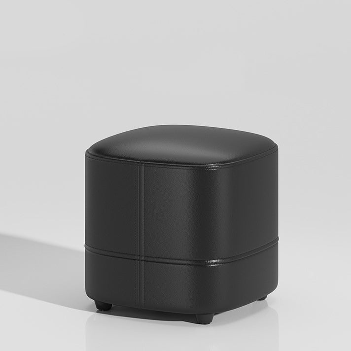 Modern Minimalist Square Faux Leather Solid Wood Vanity Stool For Bedroom
