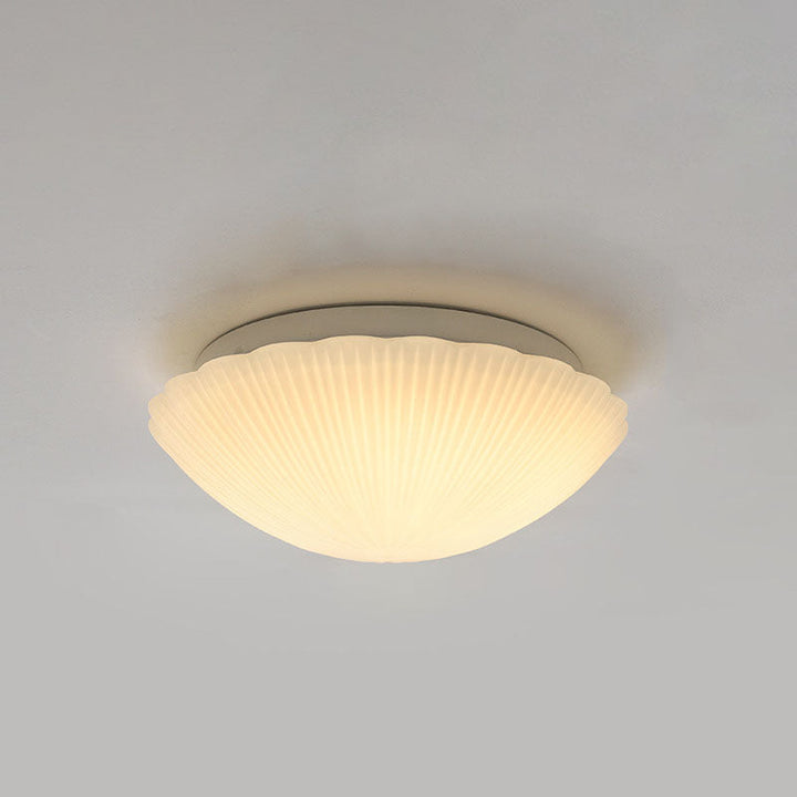 Modern Minimalist Cream Shell Glass LED Flush Mount Ceiling Light For Living Room &amp; Bedroom
