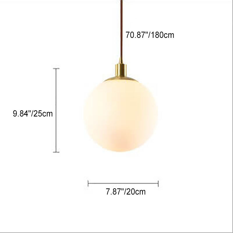 Contemporary Nordic Minimalist White Orb 1-Light Pendant Light For Bedroom
