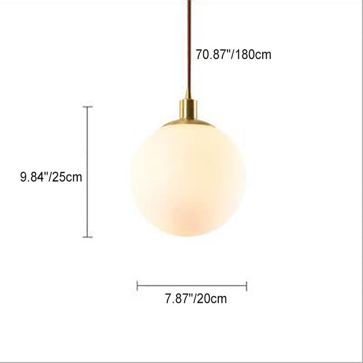 Contemporary Nordic Minimalist White Orb 1-Light Pendant Light For Bedroom