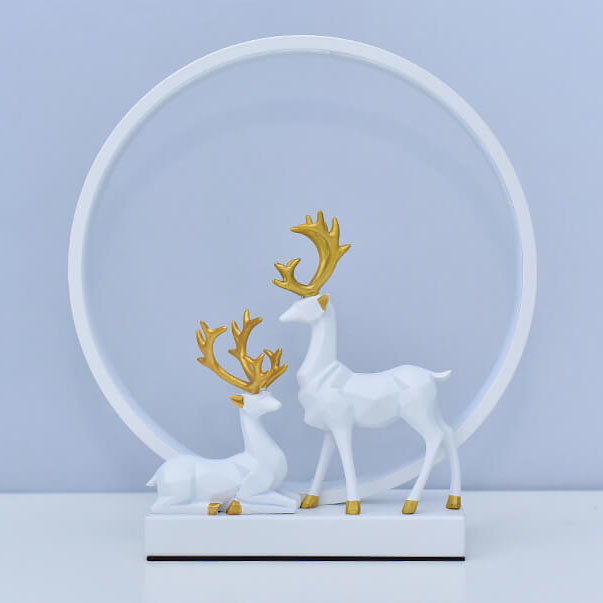 Contemporary Nordic Iron Acrylic Circle Deer USB Plug-in LED Night Light Table Lamp For Bedroom