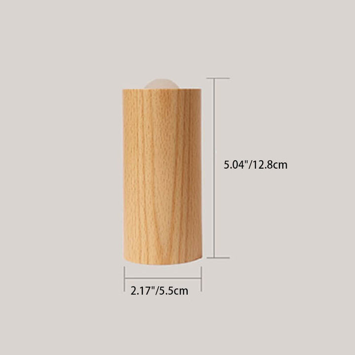 Modern Simple Wooden Cylindrical USB LED Table Lamp