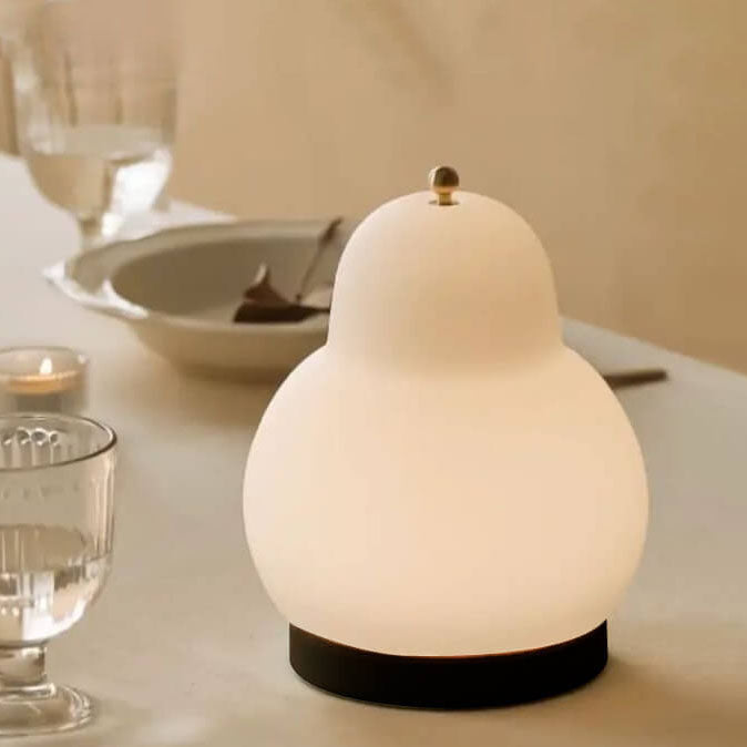 Traditional French Cream Pear Shape LED Rechargeable Touch Table Lamp For Bedroom