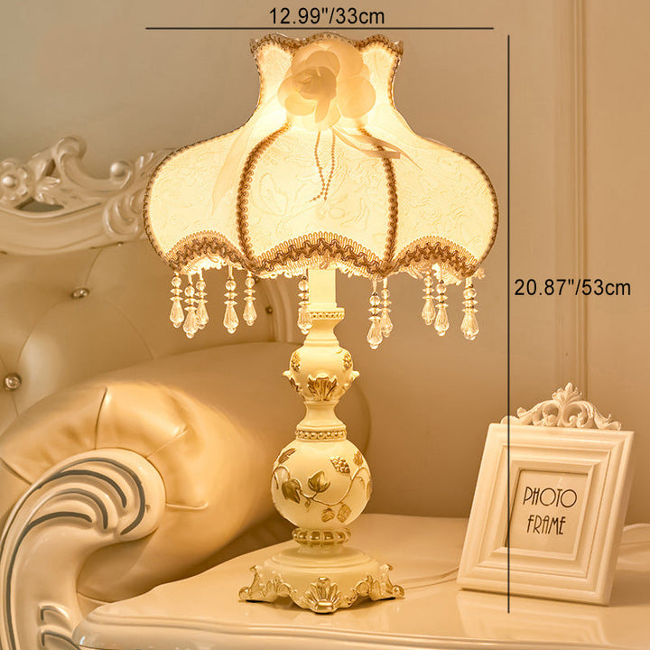 Traditional European Vase Table Lamp in Resin &amp; Fabric — Bedroom Lighting | Havora