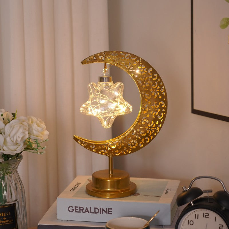 Contemporary Creative Iron Moon Star Orb LED Decorative Table Lamp For Living Room &amp; Bedroom