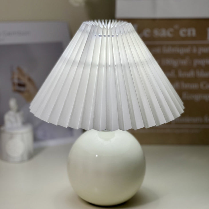 Ceramic &amp; Fabric Table Lamp, Modern Minimalist Design for Bedroom | Havora Lighting