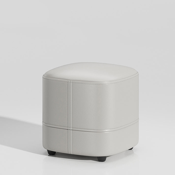 Modern Minimalist Square Faux Leather Solid Wood Vanity Stool For Bedroom