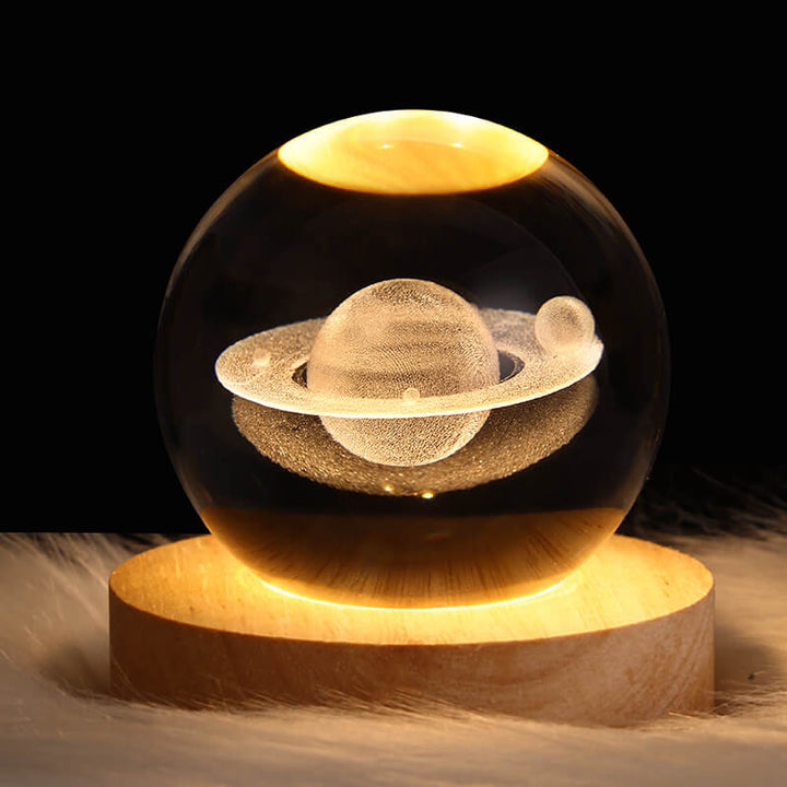 Creative Star System Crystal &amp; Wood Night Light for Kids Bedroom | Havora Designer Lighting