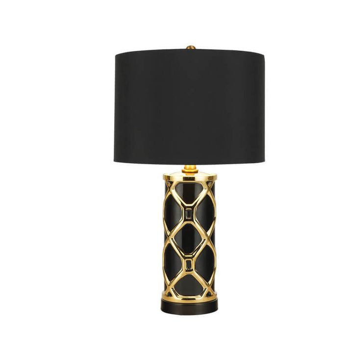Modern Luxury Ceramic Fabric Round 1-Light Table Lamp for Bedroom