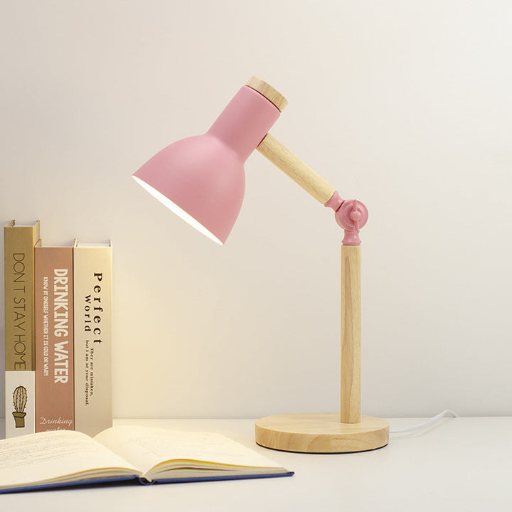 Modern Minimalist Solid Color Rotatable Wood Iron 1-Light Table Lamp