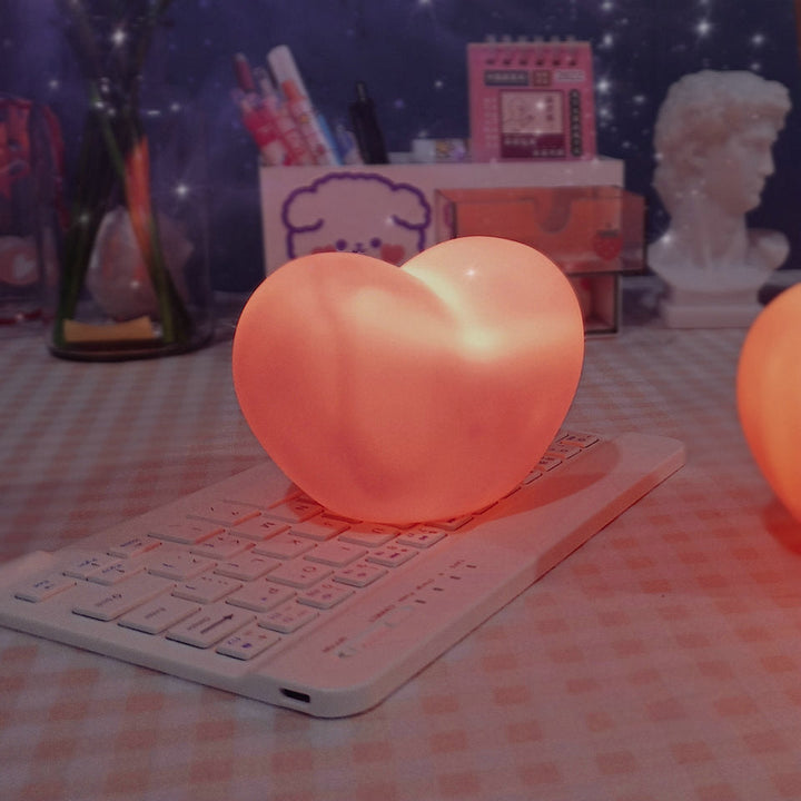 Contemporary Creative Rubber Coating Heart LED Night Light Table Lamp For Bedroom