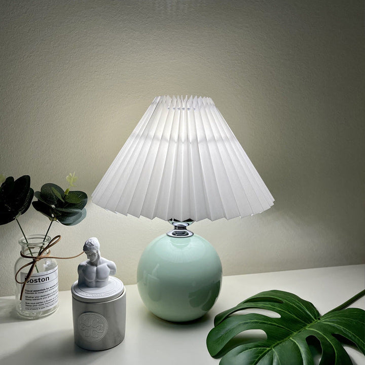 Ceramic &amp; Fabric Table Lamp, Modern Minimalist Design for Bedroom | Havora Lighting