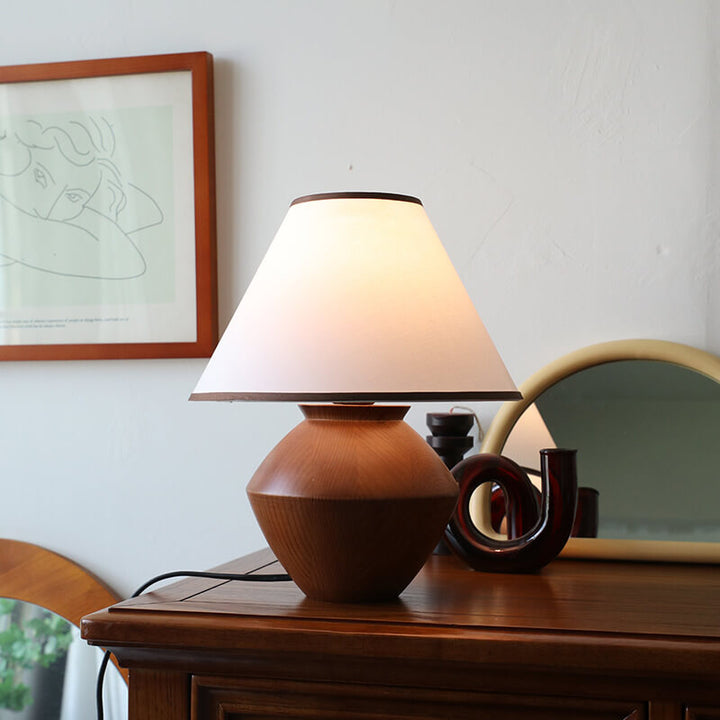 Japanese Wabi-Sabi Table Lamp in Ash Wood &amp; Fabric — Living Room Lighting | Havora