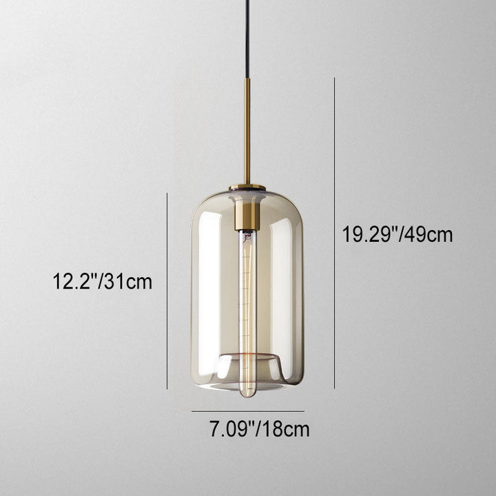 Contemporary Nordic Iron Glass Round Geometric Jar 1-Light Pendant Light For Living Room &amp; Bedroom