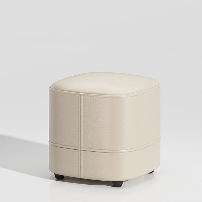 Modern Minimalist Square Faux Leather Solid Wood Vanity Stool For Bedroom