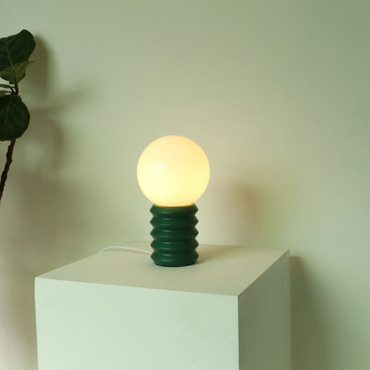 Vintage Wood &amp; Glass Table Lamp for Bedside | Havora Designer Lighting