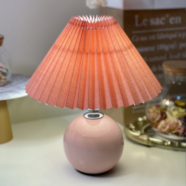 Ceramic &amp; Fabric Table Lamp, Modern Minimalist Design for Bedroom | Havora Lighting