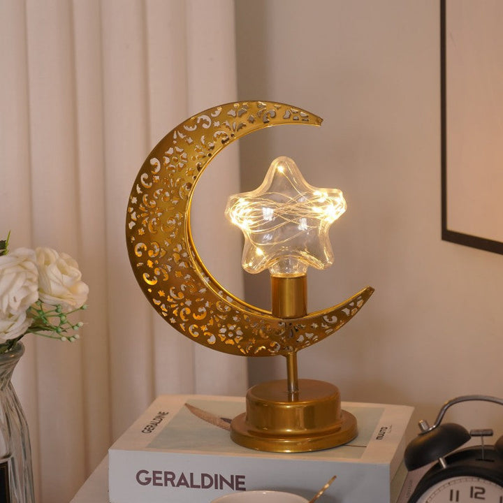 Contemporary Creative Iron Moon Star Orb LED Decorative Table Lamp For Living Room &amp; Bedroom