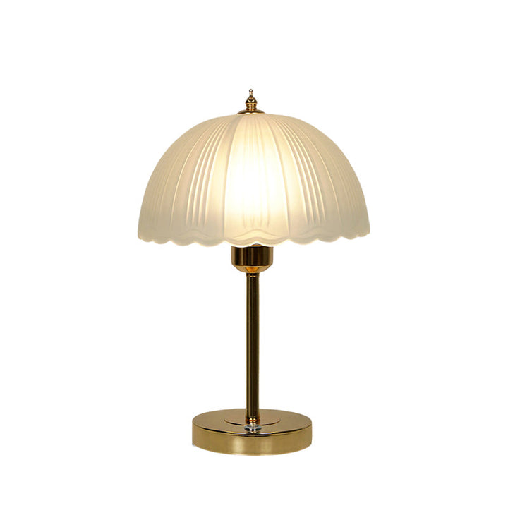 Contemporary Nordic Iron Glass Dome Petal 1-Light Table Lamp For Bedside