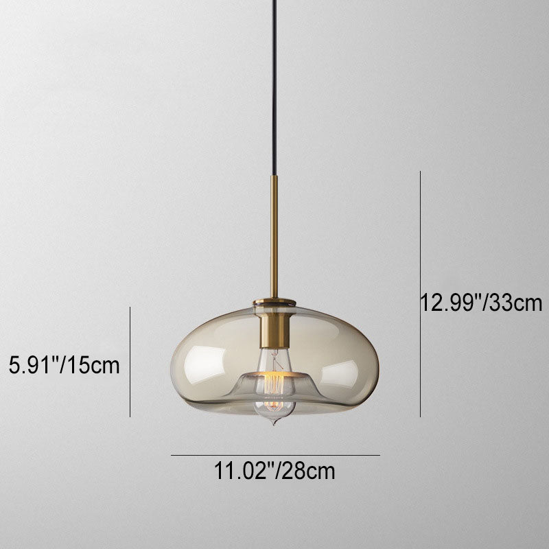 Contemporary Nordic Iron Glass Round Geometric Jar 1-Light Pendant Light For Living Room &amp; Bedroom