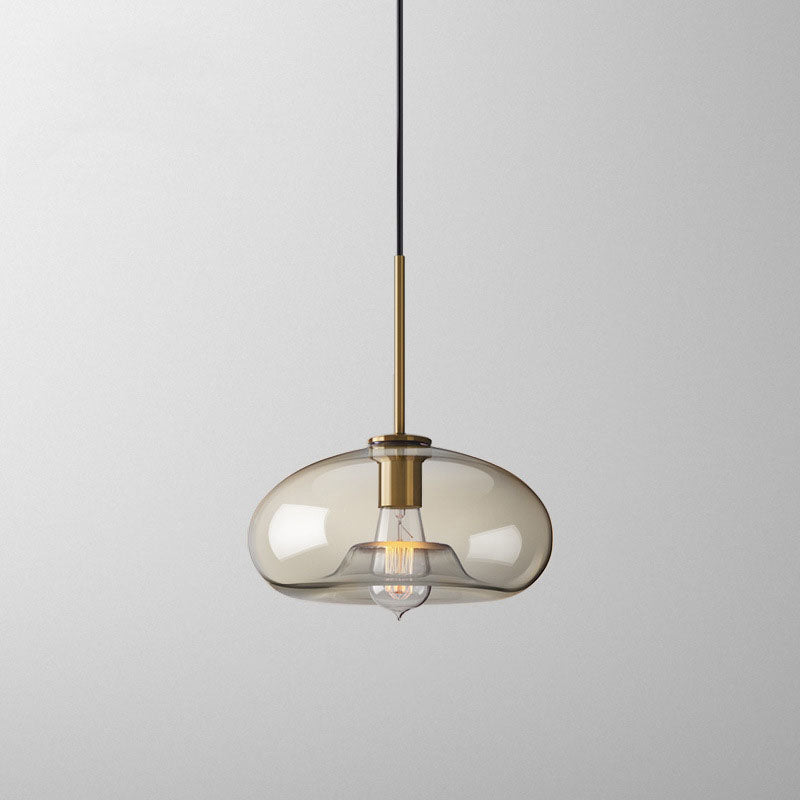 Contemporary Nordic Iron Glass Round Geometric Jar 1-Light Pendant Light For Living Room &amp; Bedroom