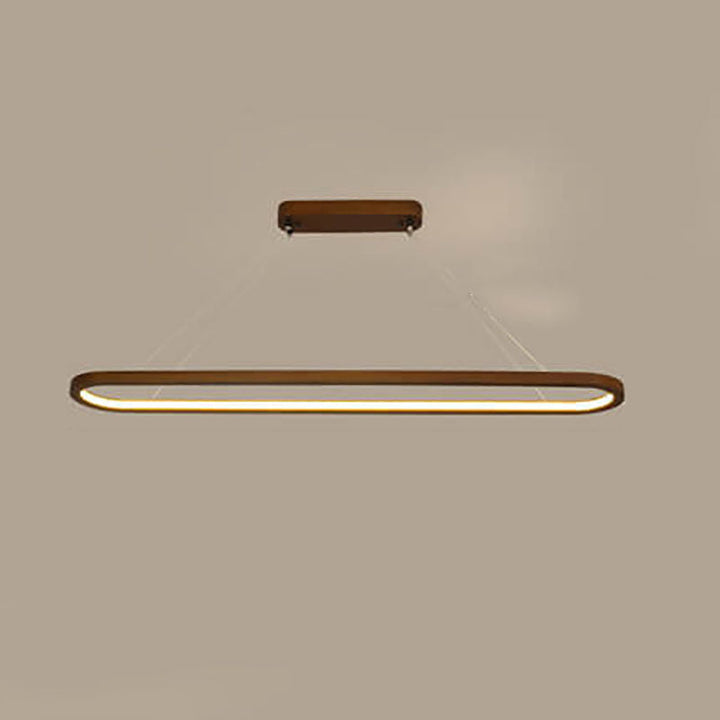 Modern Chinese Solid Wood Round Ring Frame Island Light LED Chandelier