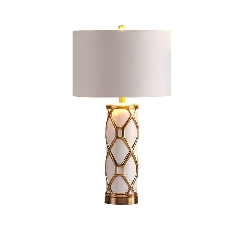 Modern Luxury Ceramic Fabric Round 1-Light Table Lamp for Bedroom